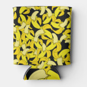 gele bananen: zwarte achtergrond blikjeskoeler (Voorkant)