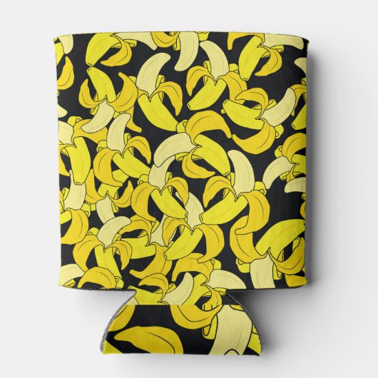 gele bananen: zwarte achtergrond blikjeskoeler (Achterkant)