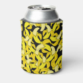 gele bananen: zwarte achtergrond blikjeskoeler (Blikje Achterkant)