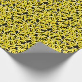  gele bananen: zwarte achtergrond cadeaupapier (Hoek)