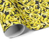  gele bananen: zwarte achtergrond cadeaupapier (Rol Hoek)