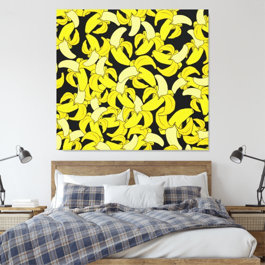  gele bananen: zwarte achtergrond canvas afdruk (Insitu (Slaapkamer))