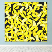  gele bananen: zwarte achtergrond canvas afdruk (Insitu (Houten vloer))