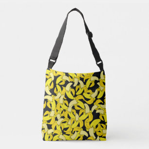  gele bananen: zwarte achtergrond crossbody tas