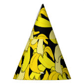  gele bananen: zwarte achtergrond feesthoedjes (Links)