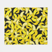 gele bananen: zwarte achtergrond fleece deken (Voorkant (Horizontaal))