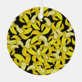 gele bananen: zwarte achtergrond glas ornament (Achterkant)