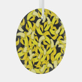 gele bananen: zwarte achtergrond glas ornament (Voorkant Rechts)