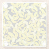 gele bananen: zwarte achtergrond glazen onderzetter (Achterkant)