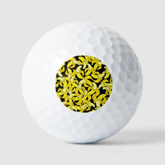  gele bananen: zwarte achtergrond golfballen (Voorkant)