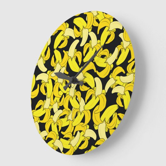 gele bananen: zwarte achtergrond grote klok (Hoek)
