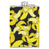  gele bananen: zwarte achtergrond heupfles (Achterkant)