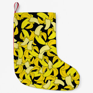  gele bananen: zwarte achtergrond kleine kerstsok