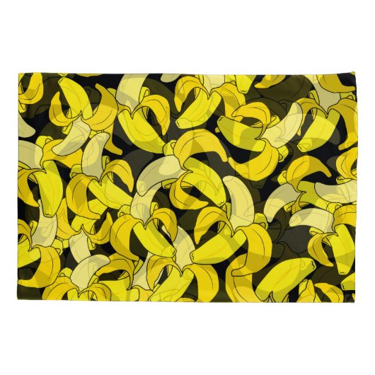  gele bananen: zwarte achtergrond kussensloop (Achterkant)