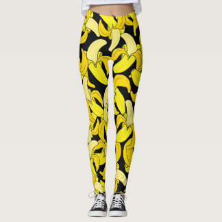  gele bananen: zwarte achtergrond leggings