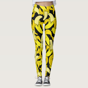 gele bananen: zwarte achtergrond leggings