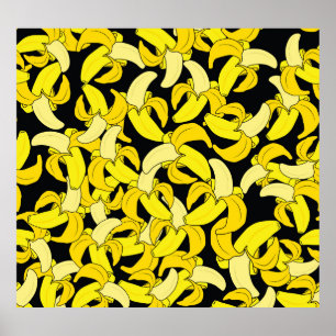  gele bananen: zwarte achtergrond poster