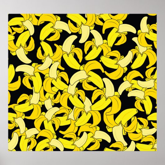 gele bananen: zwarte achtergrond poster (Voorkant)