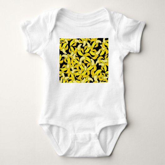gele bananen: zwarte achtergrond romper (Voorkant)