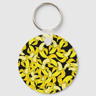 gele bananen: zwarte achtergrond sleutelhanger