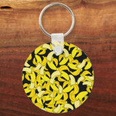  gele bananen: zwarte achtergrond sleutelhanger (Voorkant)