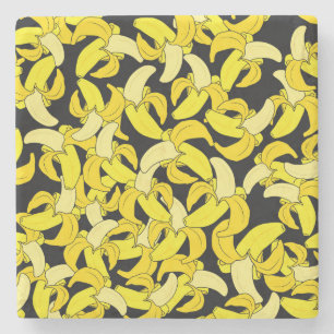  gele bananen: zwarte achtergrond stenen onderzetter