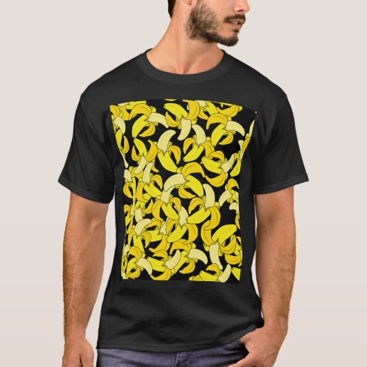 gele bananen: zwarte achtergrond t-shirt (Voorkant)