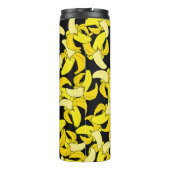  gele bananen: zwarte achtergrond thermosbeker (Achterkant)