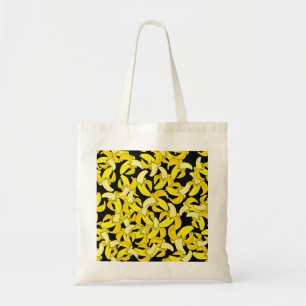  gele bananen: zwarte achtergrond tote bag