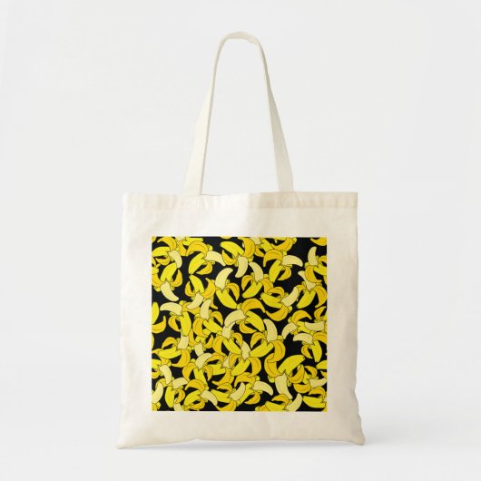 gele bananen: zwarte achtergrond tote bag (Voorkant)