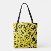 gele bananen: zwarte achtergrond tote bag (Achterkant)