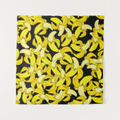 gele bananen: zwarte achtergrond wandkleed (Voorkant)