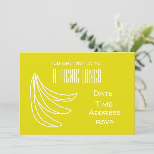 Gele bananenvrucht Zomer picknick lunchparty Kaart (Staand voorkant)