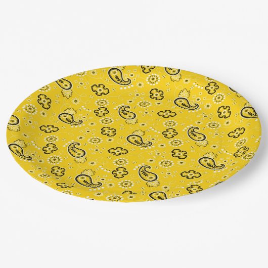 Gele Bandana Cowboy Rustiek Modern Avontuur Papieren Bordje (Gekanteld)