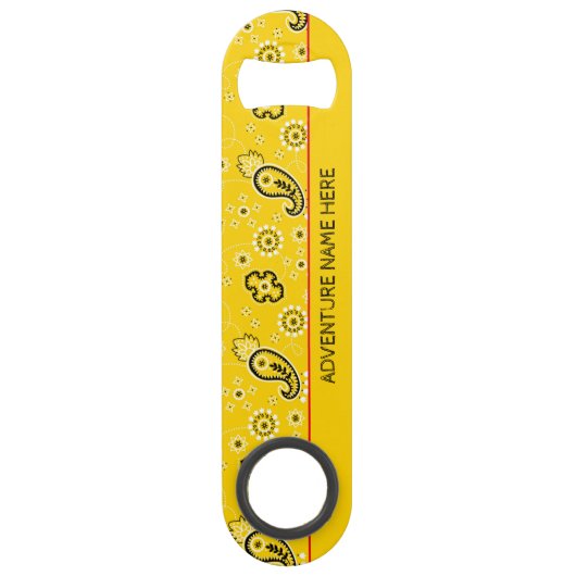 Gele Bandana Custom Adventure Bottle-opener Speed Flessenopener (Achterkant)