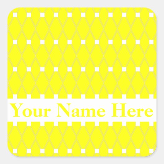 Gele bangwerkrooster met monogram vierkante sticker (Voorkant)