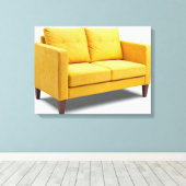 Gele bank canvas afdruk (Insitu (Houten vloer))