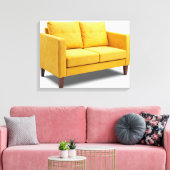 Gele bank canvas afdruk (Insitu (Woonkamer))