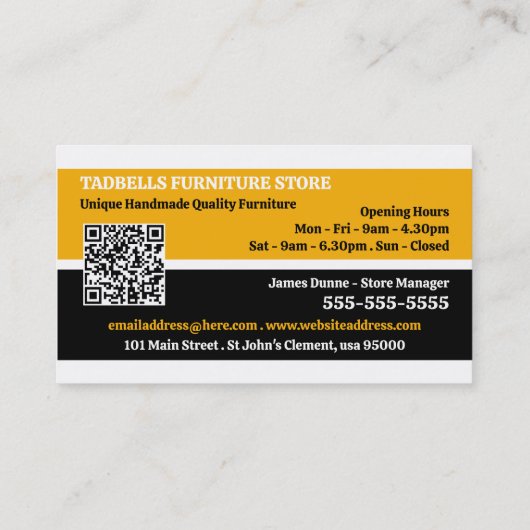 Gele bank - Meubelwinkel Verkoop Visitekaartje (Achterkant)