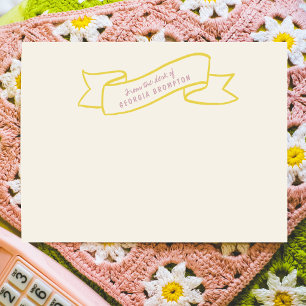 Gele Banner Paarse Paarse Gepersonaliseerde Naam Notitiekaartje