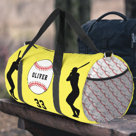 Gele Baseball Speler Silhouet Naam Plunjezak