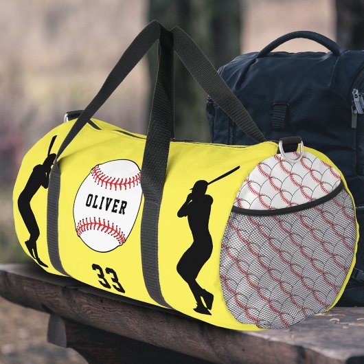 Gele Baseball Speler Silhouet Naam Plunjezak