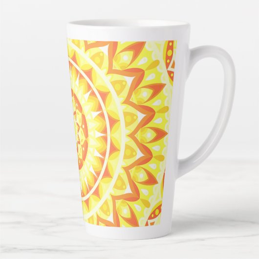 Gele basis Mandala Latte Mok (Rechts)
