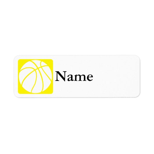 Gele basketbal etiket (Voorkant)