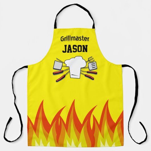 Gele BBQ Grillmaster Schort Persoonlijk (Voorkant)