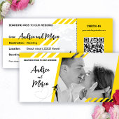 Gele Beach Boarding Pass bruiloft uitnodiging