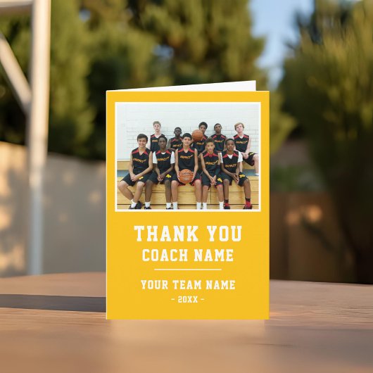 Gele Bedankt Coach Kaart Teamnaam Foto