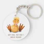 Gele bedekte Cartoon voor Sleutelhanger met glimla (Achterkant)