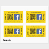 Gele bedrijfsnaam qr code Facebook Rechthoekige Sticker (Vel)