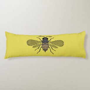 Gele BEE Decor Vintage Honingbij Grafische Stippen Lichaamskussen